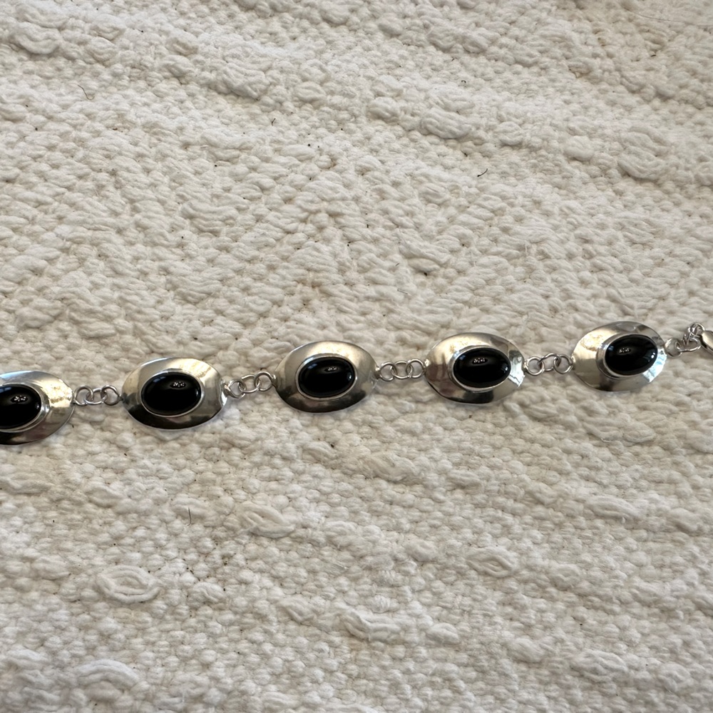 Beautiful onyx and sterling silver bracelet.